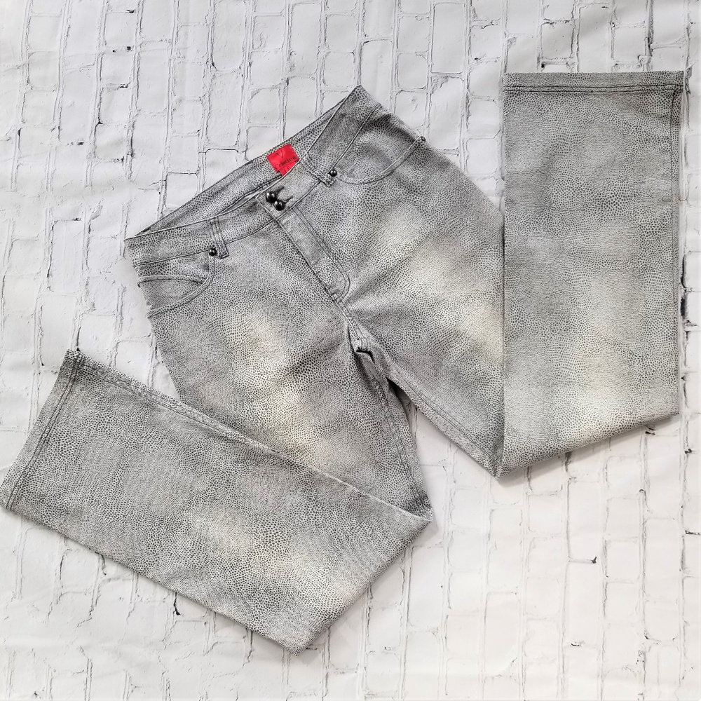 V Cristina Grey Reptile Print Bootcut NWOT Sz 10